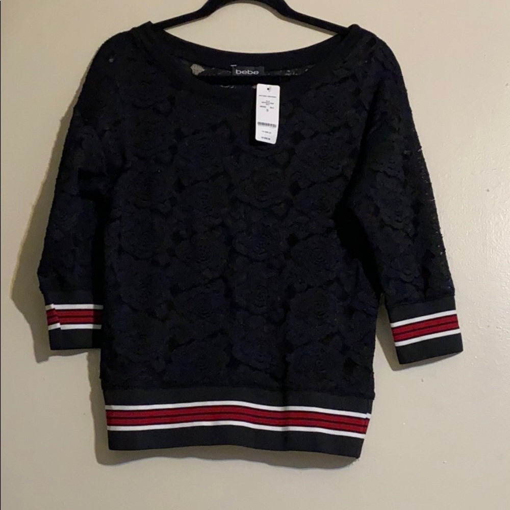 BEBE lace shell sweatshirt